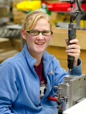 Groschopp worker assembling a custom fractional horsepower motor