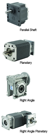 Comparison of gearbox types used in fractional horsepower motors: parallel shaft, planetary, right angle, and right angle planetary